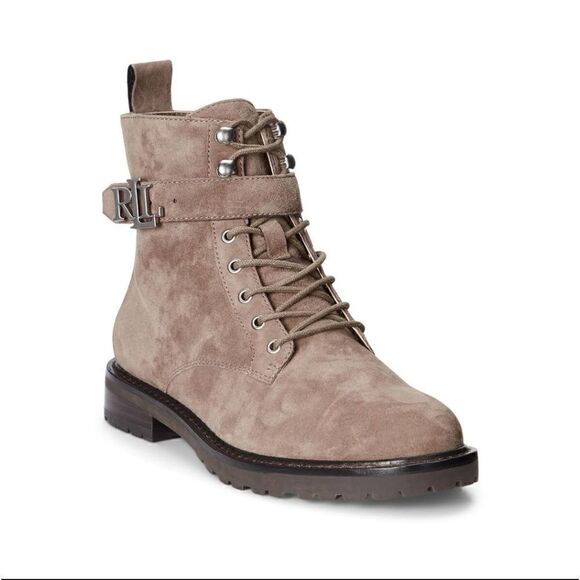 LAUREN RALPH LAUREN Suede Lace-Up Ankle Boots Size 8.5 - Picture 1 of 9